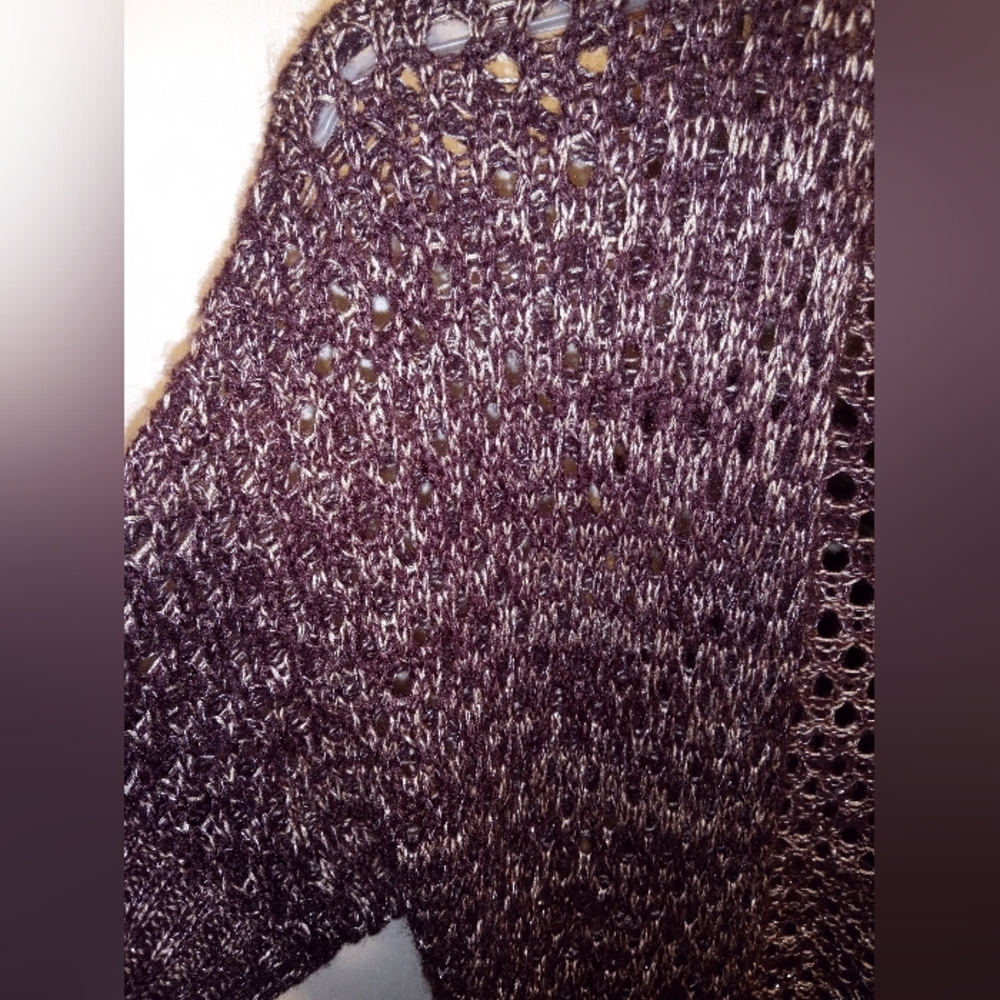 Sale💥Vintage Copper Key Women's Open Knit Cardigan - Brown With Gold Shimmer